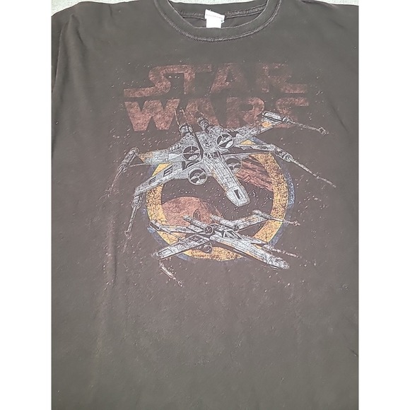 Star Wars X Wing Starfighters Lucasfilm Y2K Brown Men's 2XL Short Sleeve Shirt - Picture 5 of 11